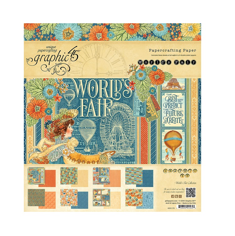 Fair Paper Graphic 45 World's Fair 8x8 Paper Pad - Crafts by Gerrie